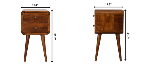Soli Wood Mini Chestnut Curved Nightstand