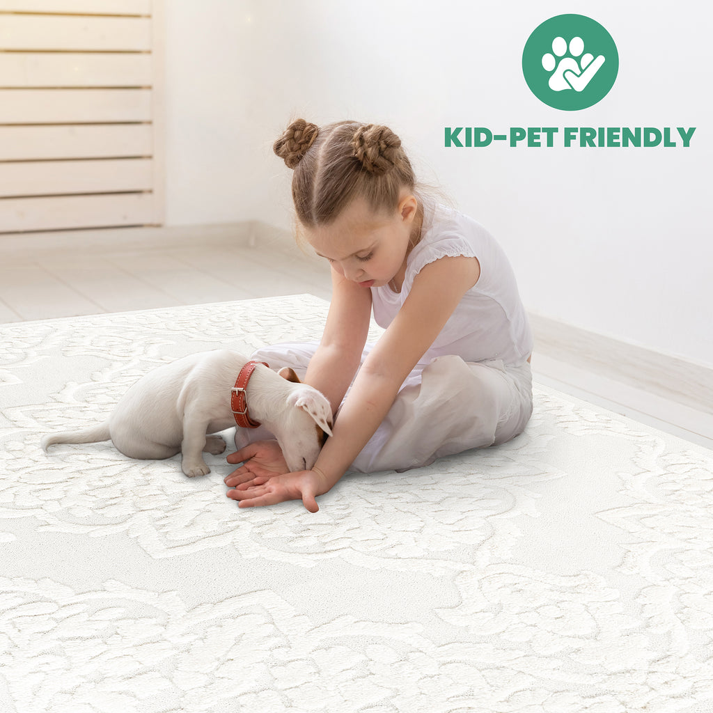 Step Collection High-Low Medallion Cream/Cream Indoor Area Rug