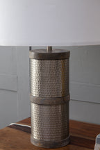 Hammered Iron Table Lamp with Mango Wood