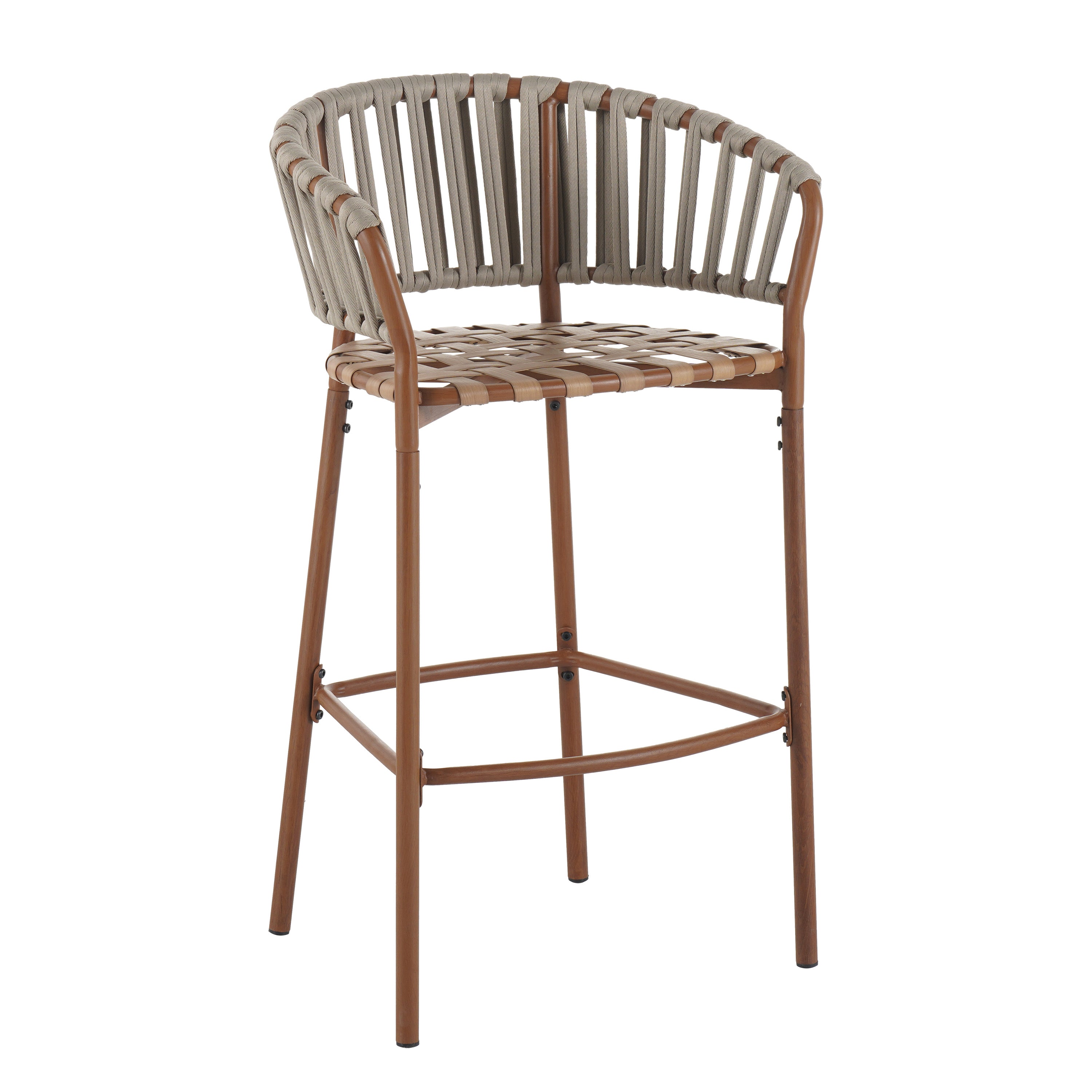 Lodi Outdoor Metal Rope Barstool Set of 2