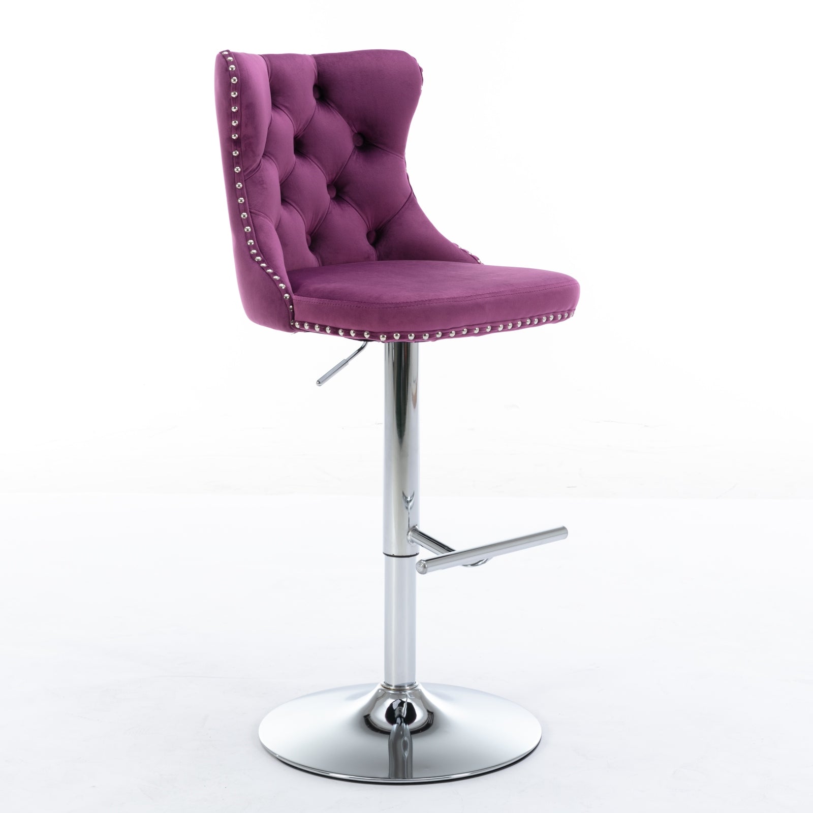 Swivel Velvet Barstools with Adjustable Seat Height