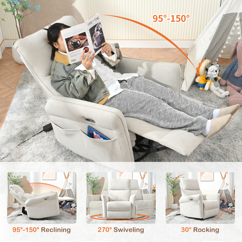 270° Power Swivel Rocker Recliner Chair