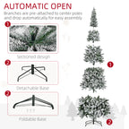 HOMCOM 9ft Unlit Snow-Flocked Slim Pine Christmas Tree