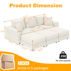 82.7" Plush Corduroy 3-Seat Sofa
