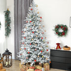 HOMCOM 9 Ft Artificial Frosted Christmas Tree