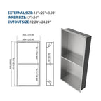 13" x 25" Stainless Steel Shower Niche Double Shelf