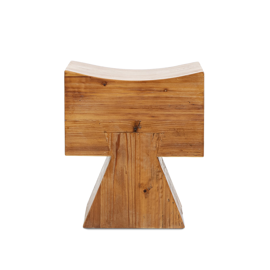 Nico Reclaimed Wood Sculptural Stool Ottoman - Honey Aged