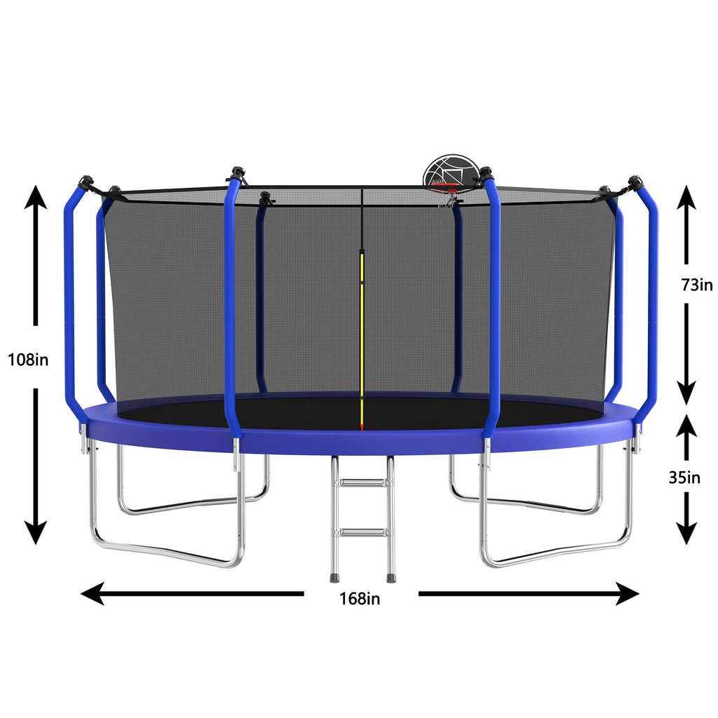 14FT Trampoline with Basketball Hoop