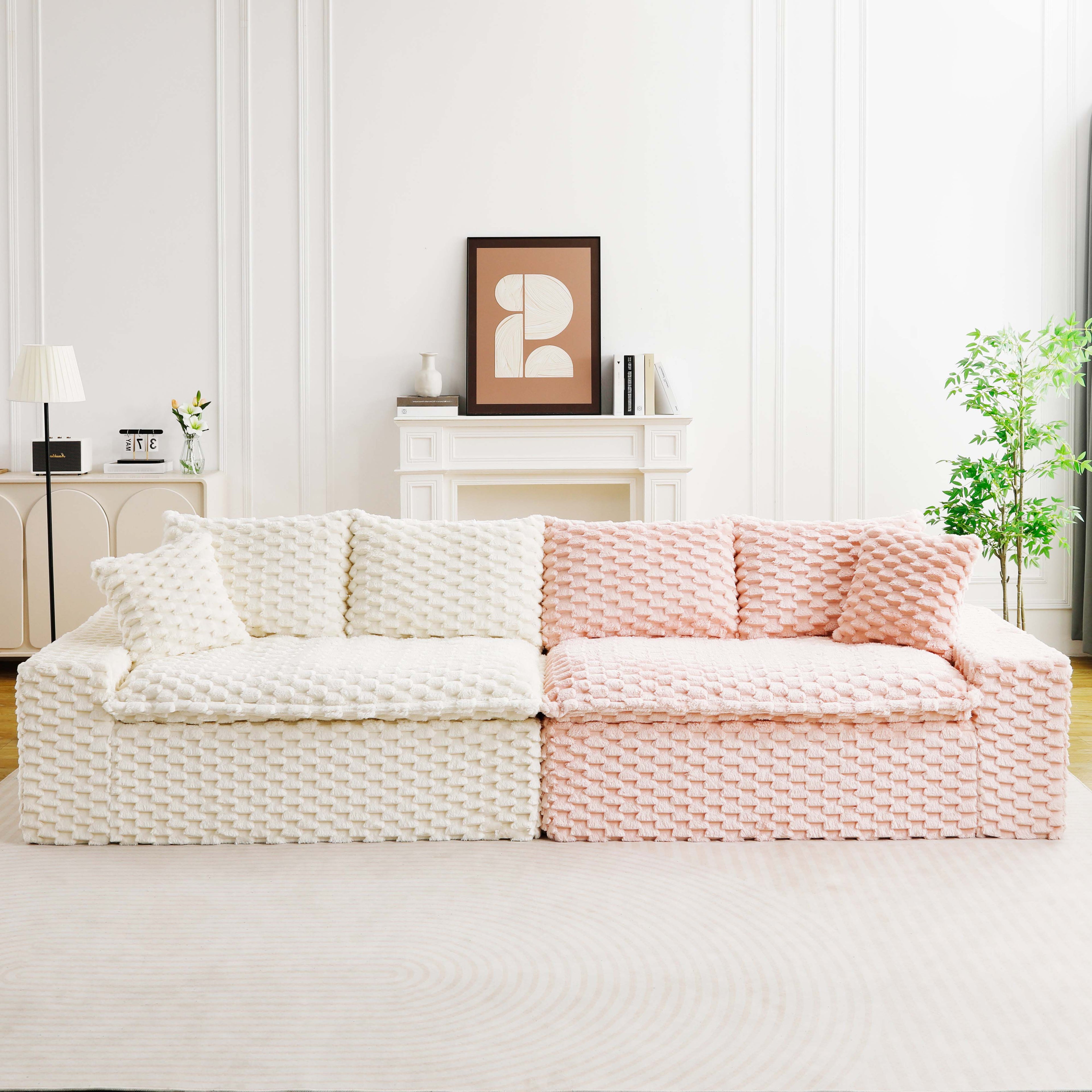 Luxury Color-Block Turtle Velvet Multifunctional Sofa