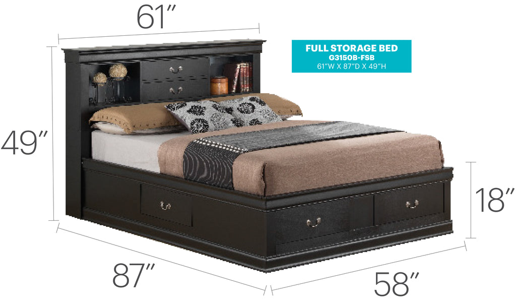 Elegant Full Storage Bed With Classic Charm