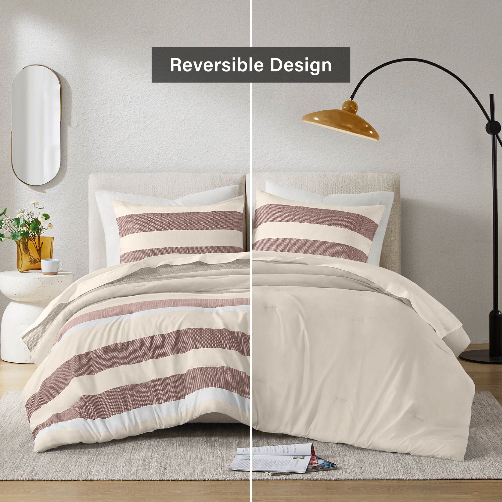 2-Piece Twin/Twin XL Stripe Textured Print Comforter Set