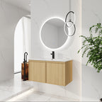 36" Floating Bathroom Vanity with Sink, Wall-Mounted Modern Light