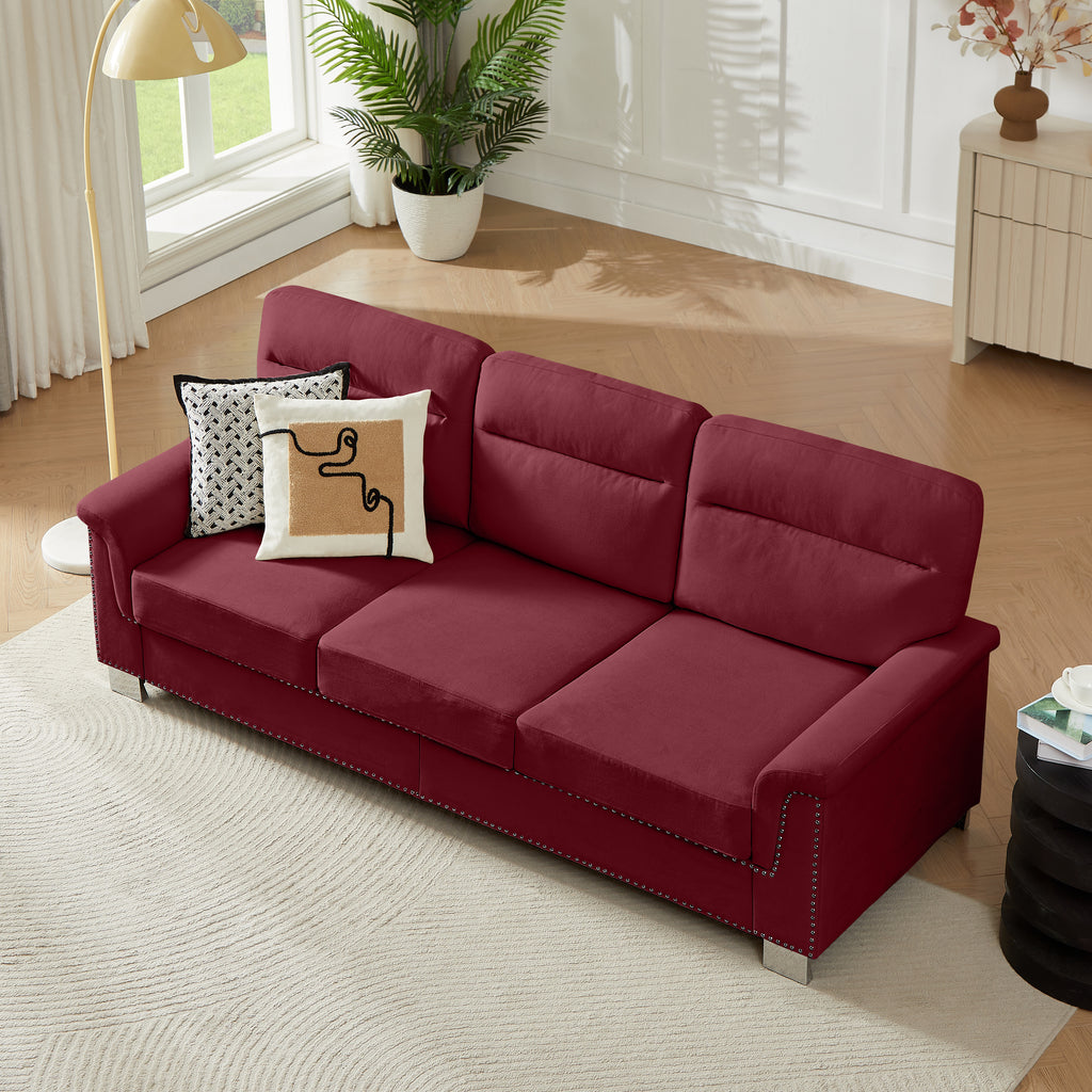 Modern Compressed Snowfleece Fabric 3-Seater Sofa