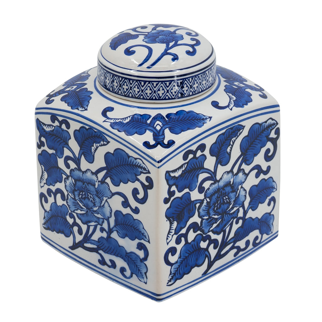 5x5x8" Hand Painted Square Canister