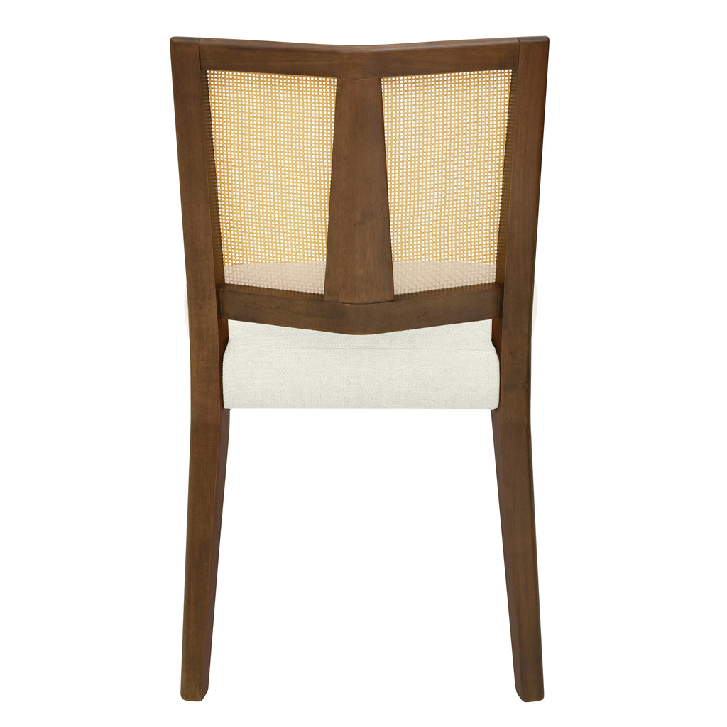 Rattan Dining Chair Without Arm (Walnut + Beige) - Set of 2