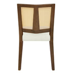 Rattan Dining Chair Without Arm (Walnut + Beige) - Set of 2