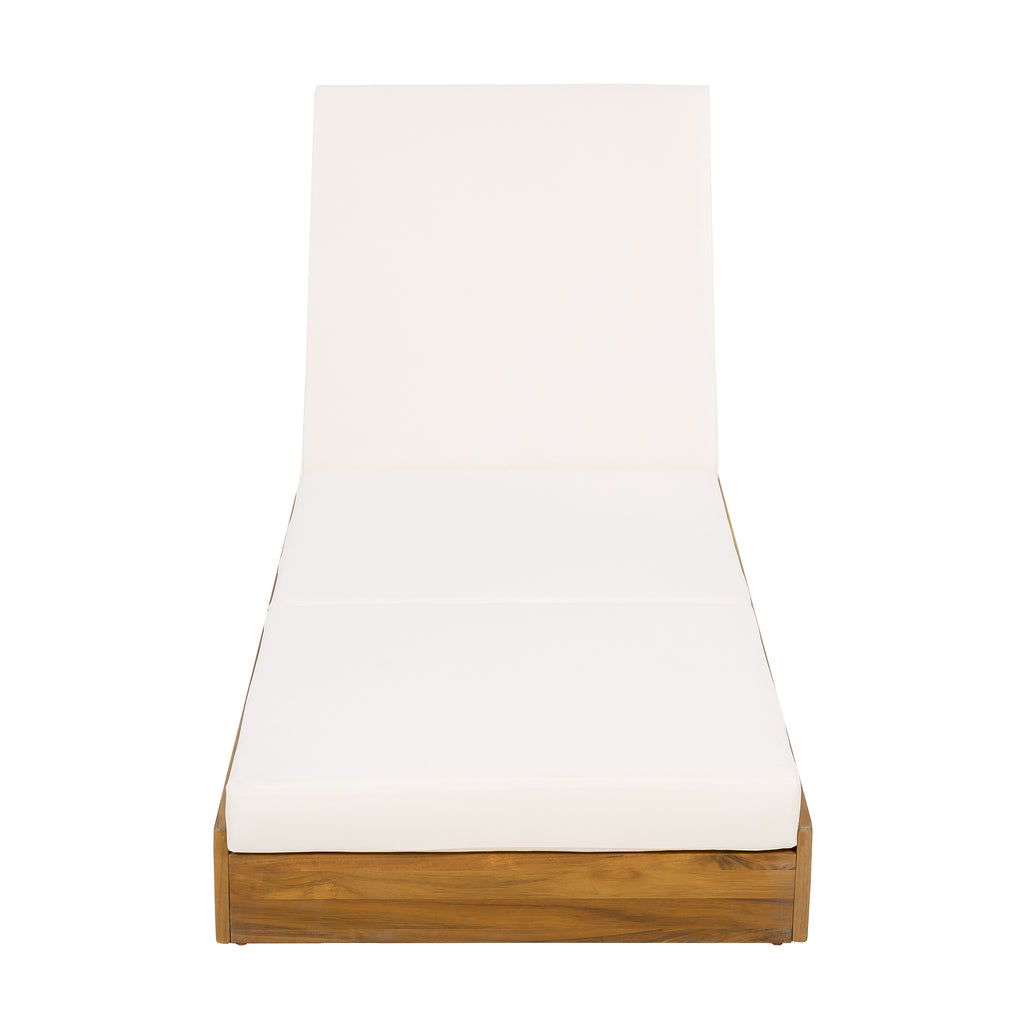 Lounge Chaise Set in Acacia Solid Wood with Lounge Cushion