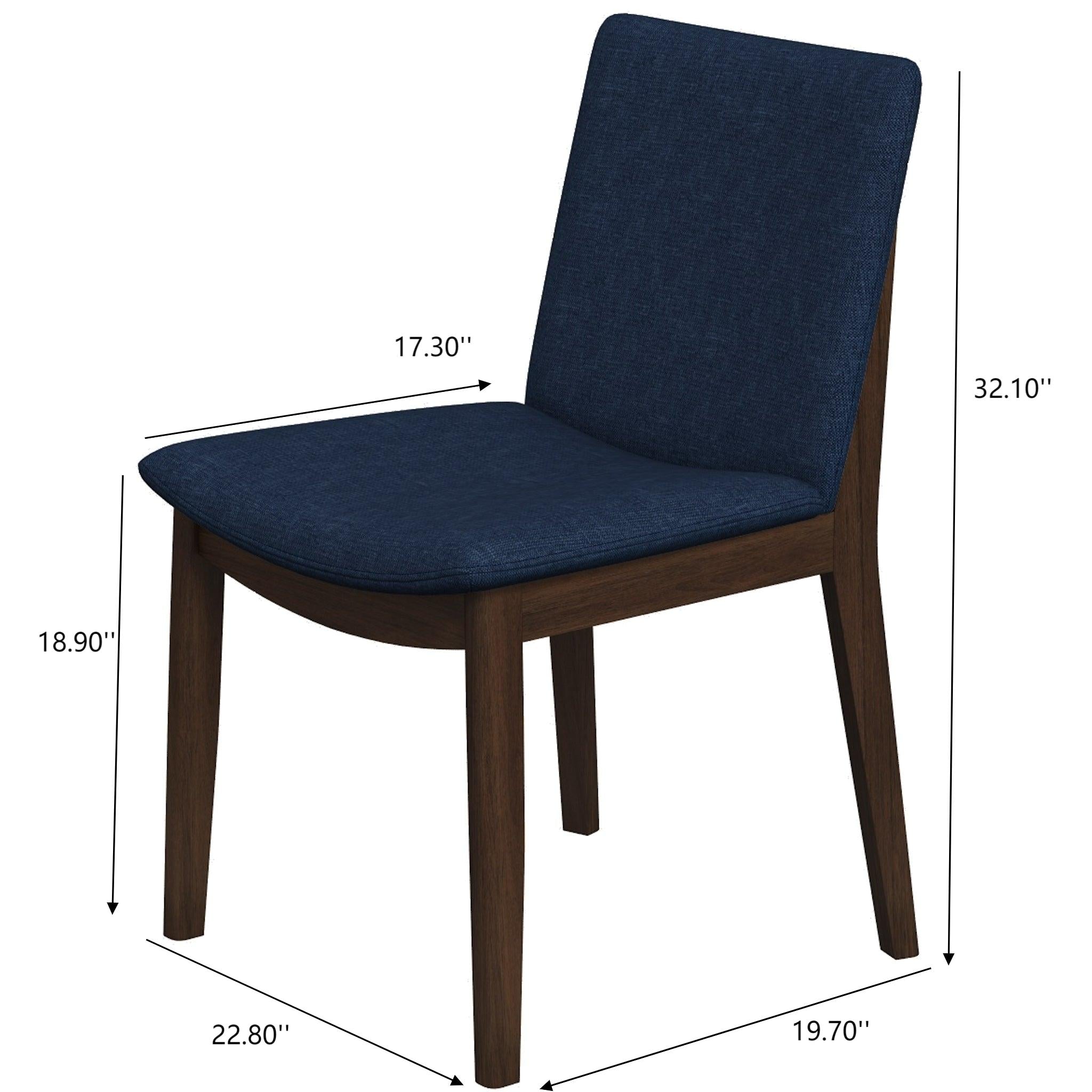 Laura Blue Linen Solid Wood Dining Chair Set of 2
