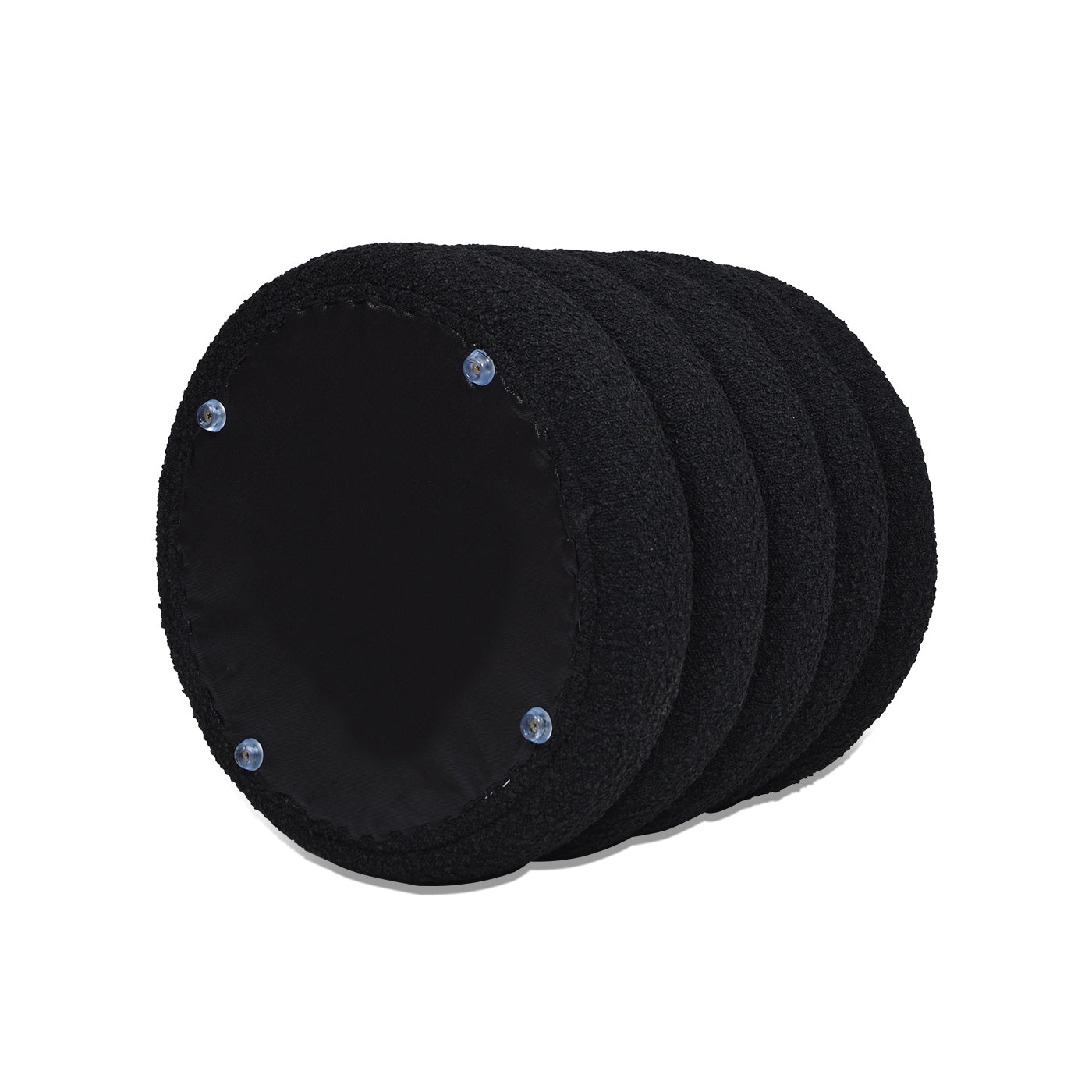 Fuji 19" Oversized Round Storage Ottoman, Ebony