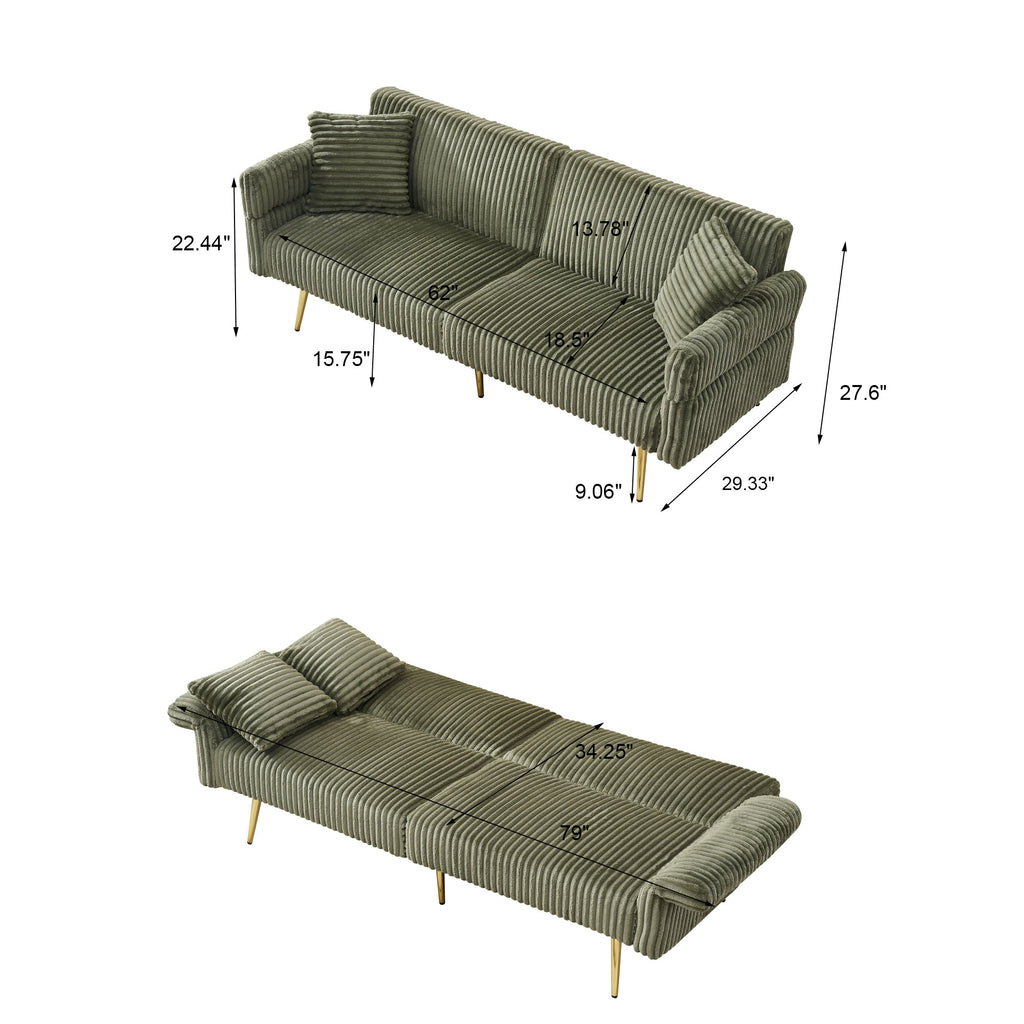 79 Inch Corduroy Sofa Bed