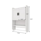 Bathroom Wall Cabinet with Doors, Adjustable Shelf, Towel Bar and Paper Holder