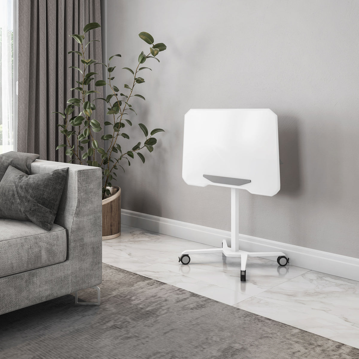 Techni Mobili White Sit to Stand Mobile Laptop Desk, Height Adjustable