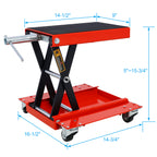 1100lb Motorcycle Lift with Dolly Jack, Scissor Lift Jack