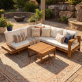 Outdoor 4pc Acacia Wood Sectional Patio Sofa Set