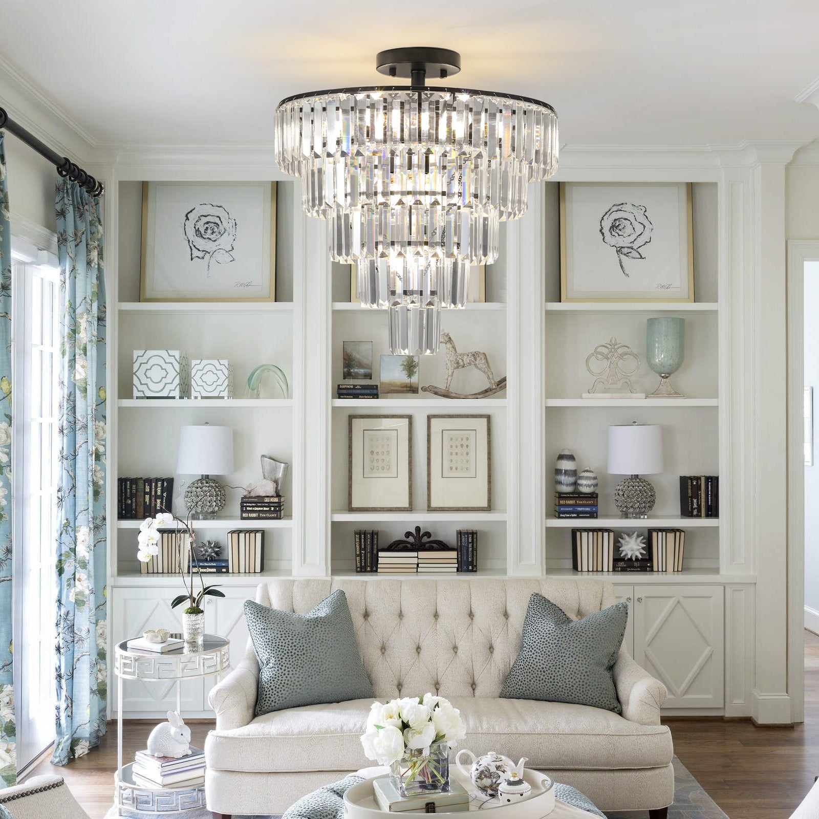 20" Black Crystal Chandelier