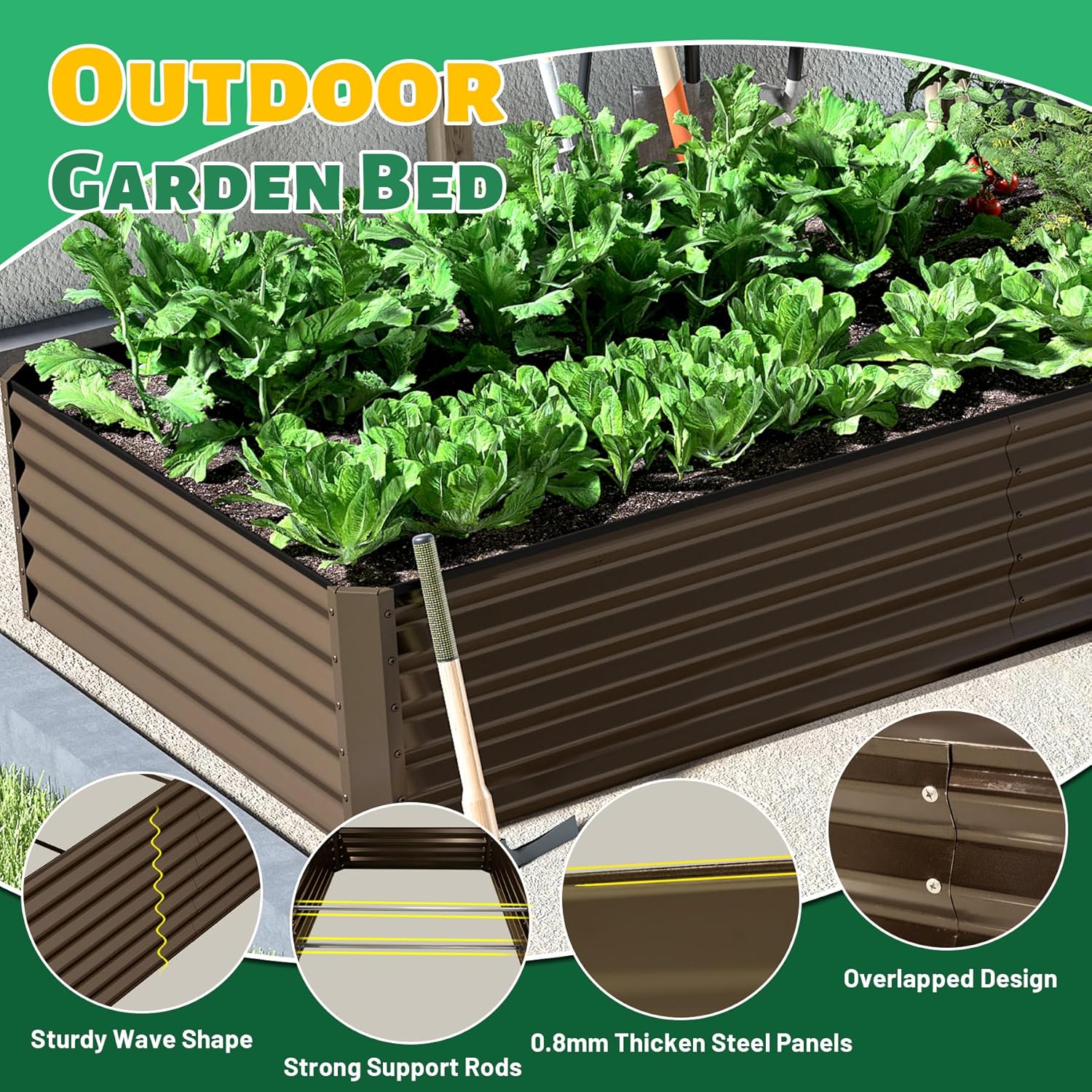 8x4 Galvanized Raised Garden Bed