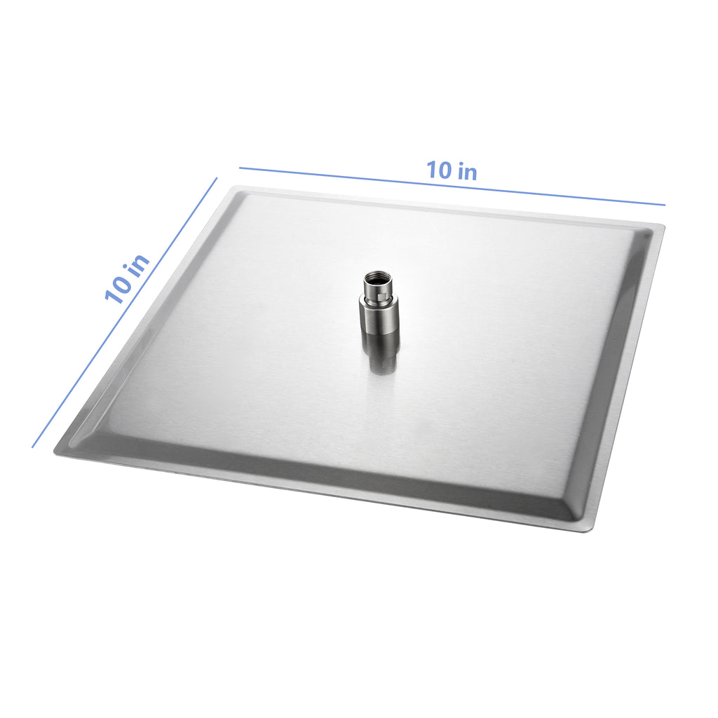 10" Square Rainfall Shower Head, Wall/Ceiling Mounted, Brushed Nickel