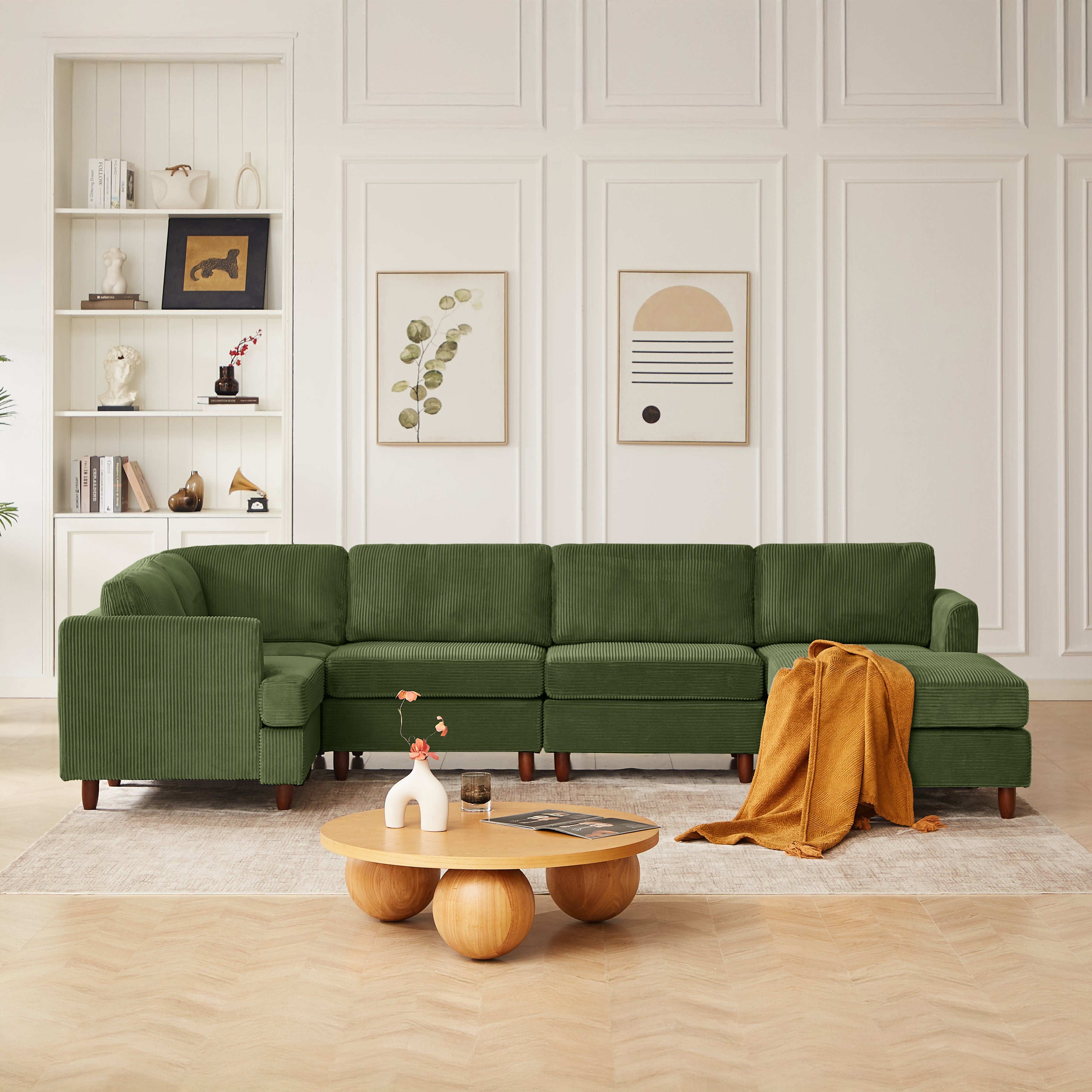 Modern Modular Sectional Sofa - Green Upholstered