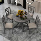 TREXM 5-Piece Retro Functional Dining Table Set