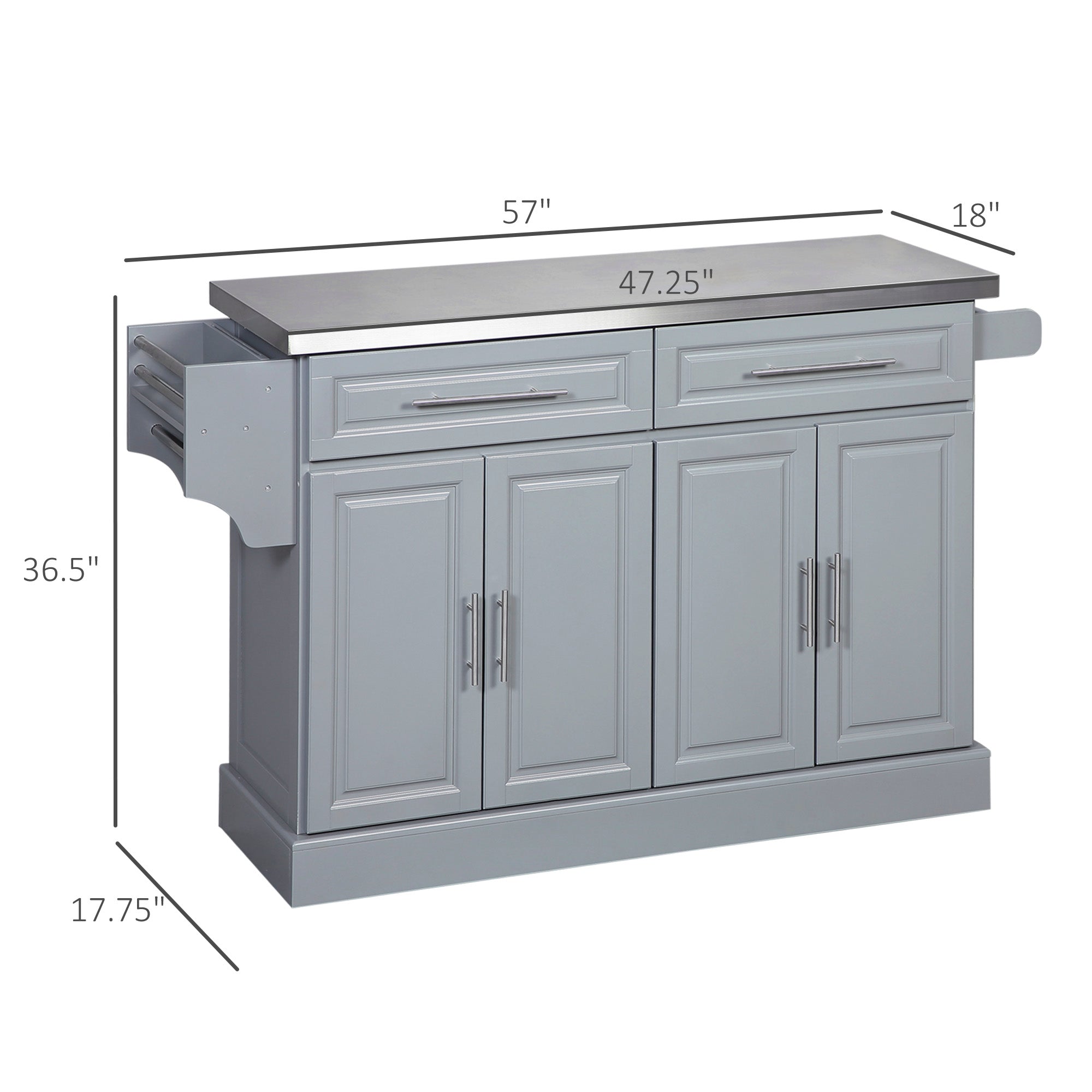 HOMCOM Rolling Kitchen Island with Storage