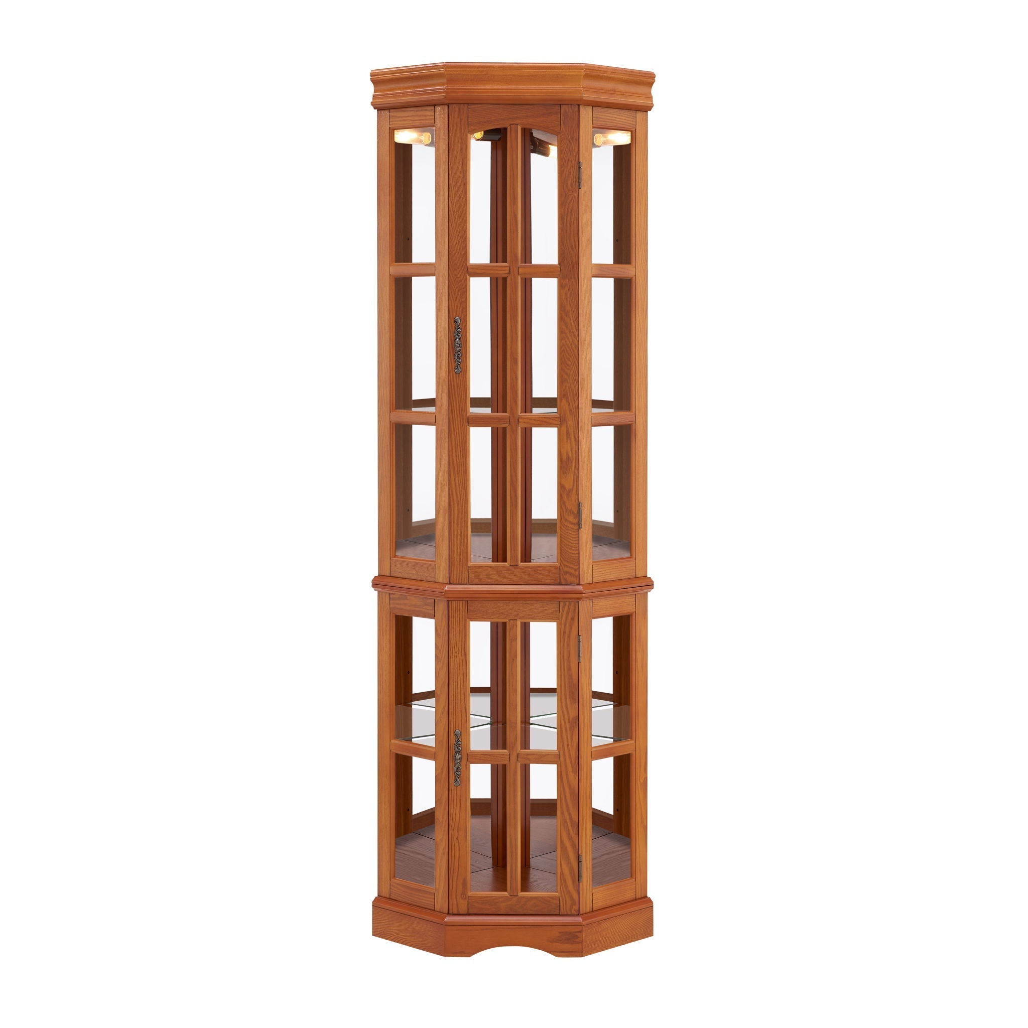Corner Curio Cabinet With 5 Shelves And Lighting System