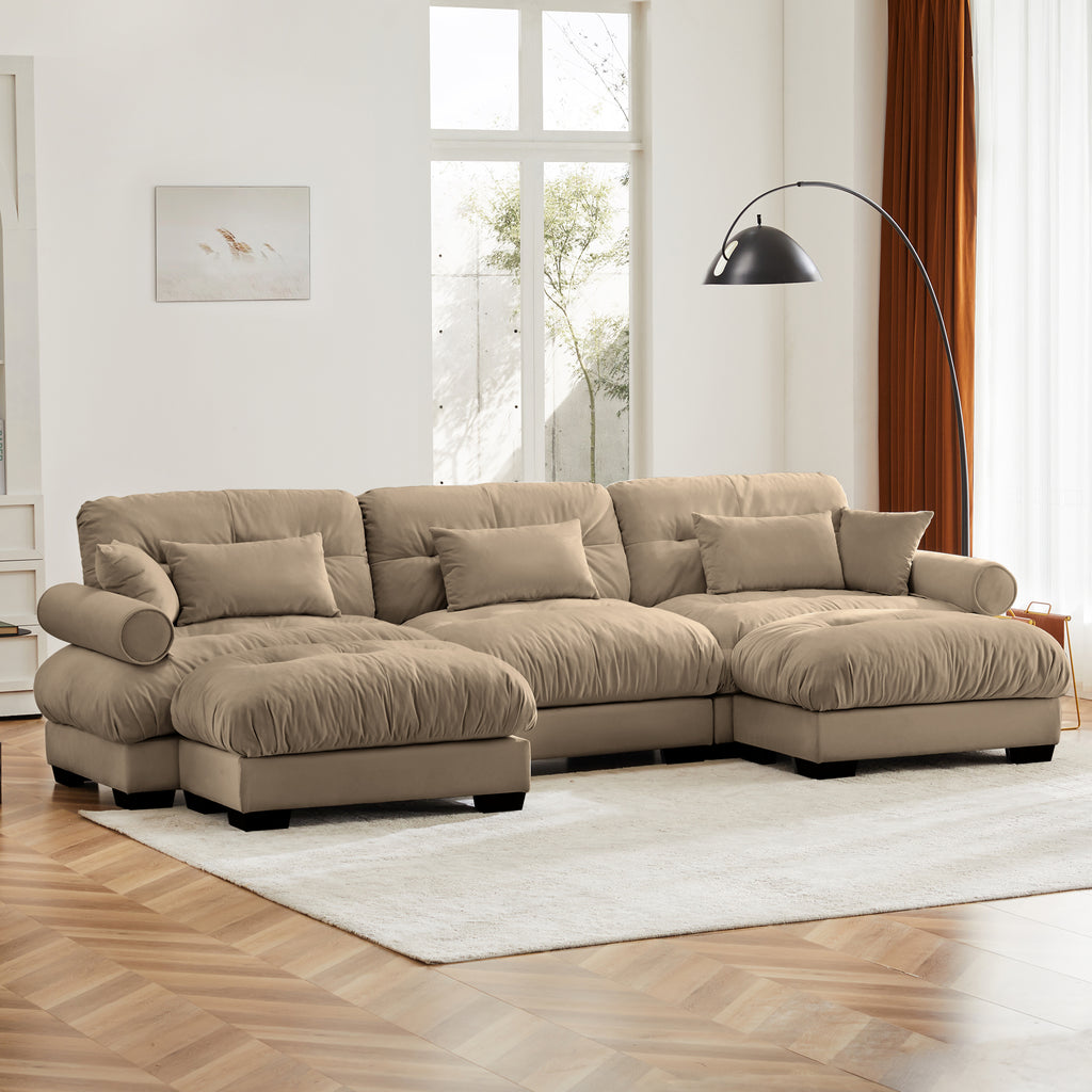 U Shape Modular Sectional Sofa Couch with Movable Ottomans