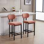 Bar Stools Set of 2, 26 Inch Modern Upholstered Fabric Counter Height Barstools