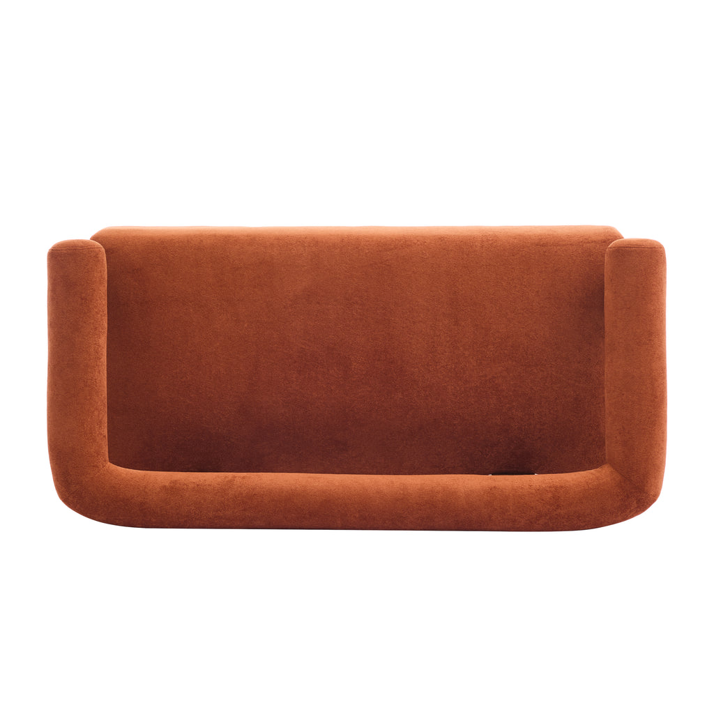 Round Armrest Loveseat (Dark Orange + Brown)