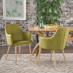 Mid Century Modern Fabric Upholstered Dining Chairs, Set of 2