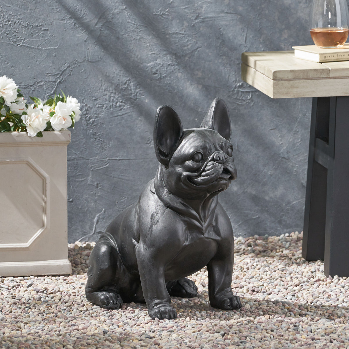 Outdoor French Bulldog Garden Statue