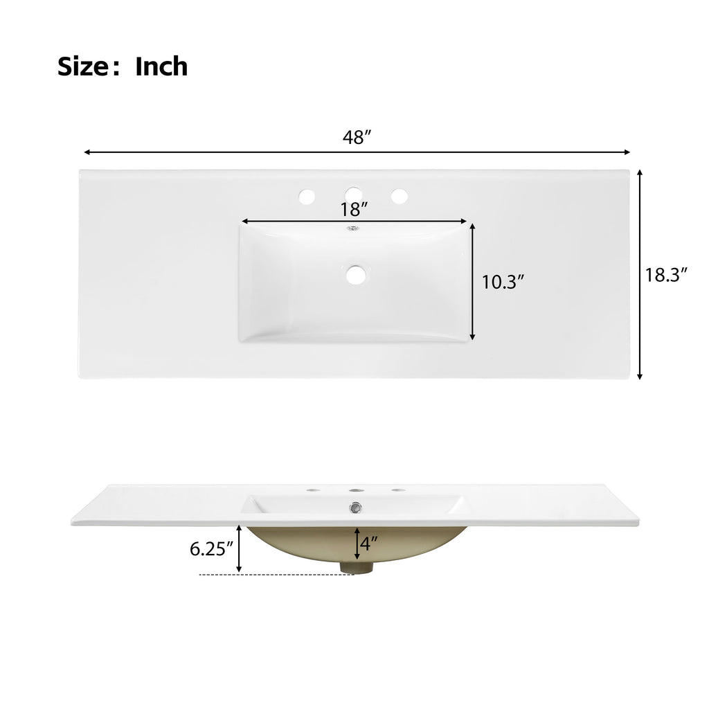 48-Inch Natural Rattan Bathroom Vanity