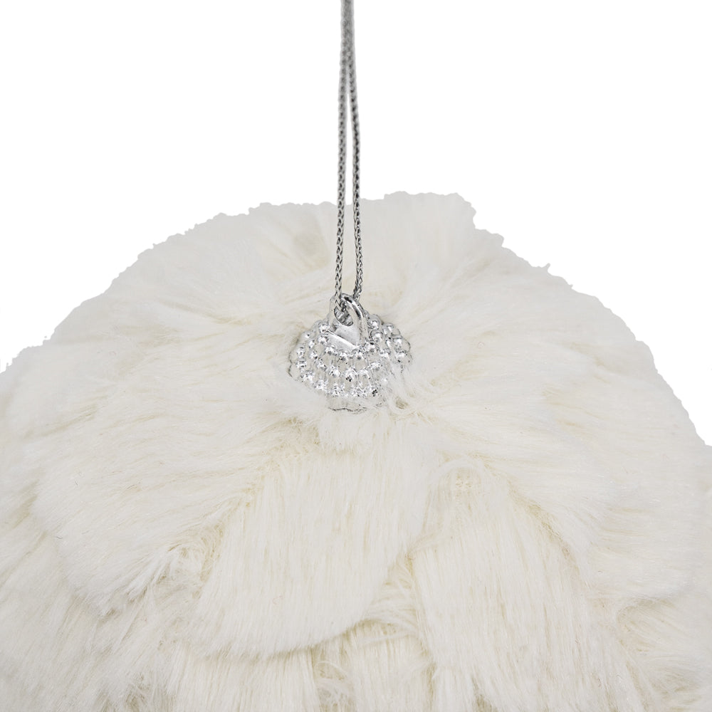 4" Cream Shabby Chic Ruffled Ornament Ball