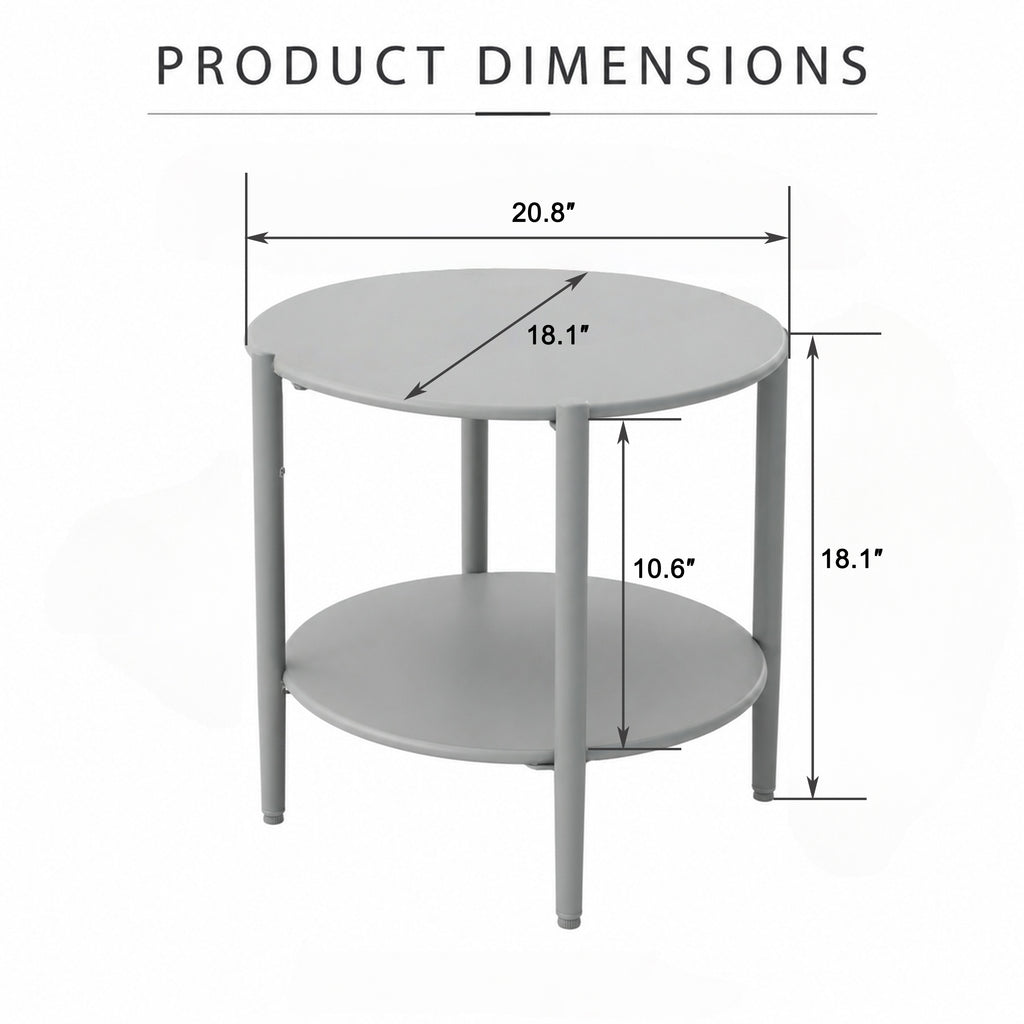 Metal Round Side Table with 2-Tier Design