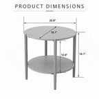 Metal Round Side Table with 2-Tier Design