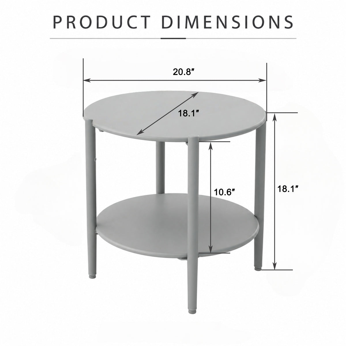 Metal Round Side Table with 2-Tier Design