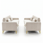 Ivory White 2-Piece Velvet Sofa Set