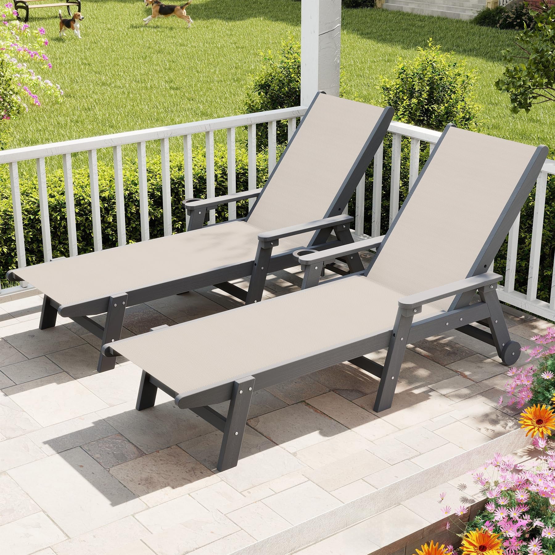 Outdoor Pool Lounge Chairs Set of 2
