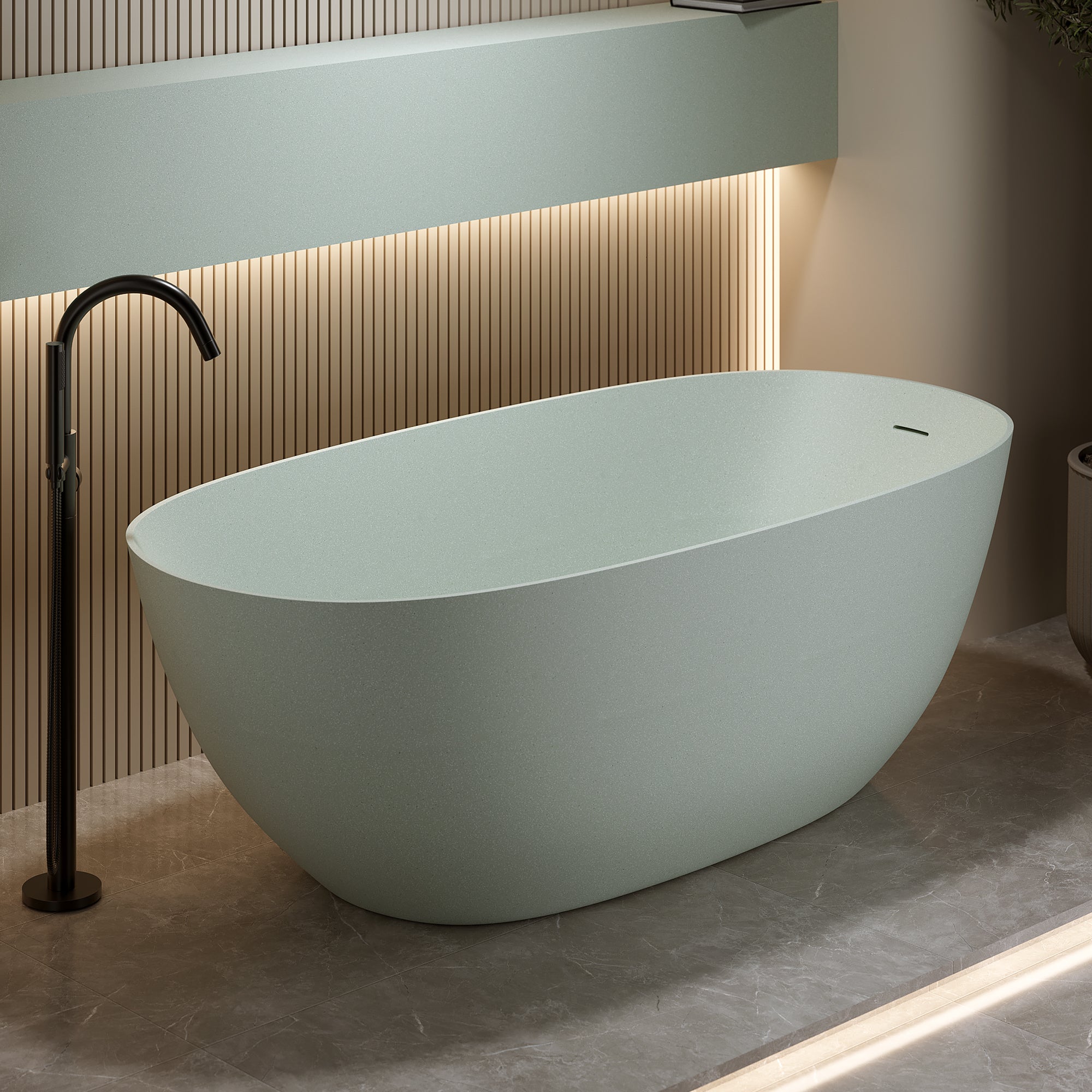 69'' Freestanding Bathtub Resin Stone Soaking Bathtub