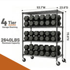 2640 Lbs Industrial Metal 4 Tier Shelving Unit