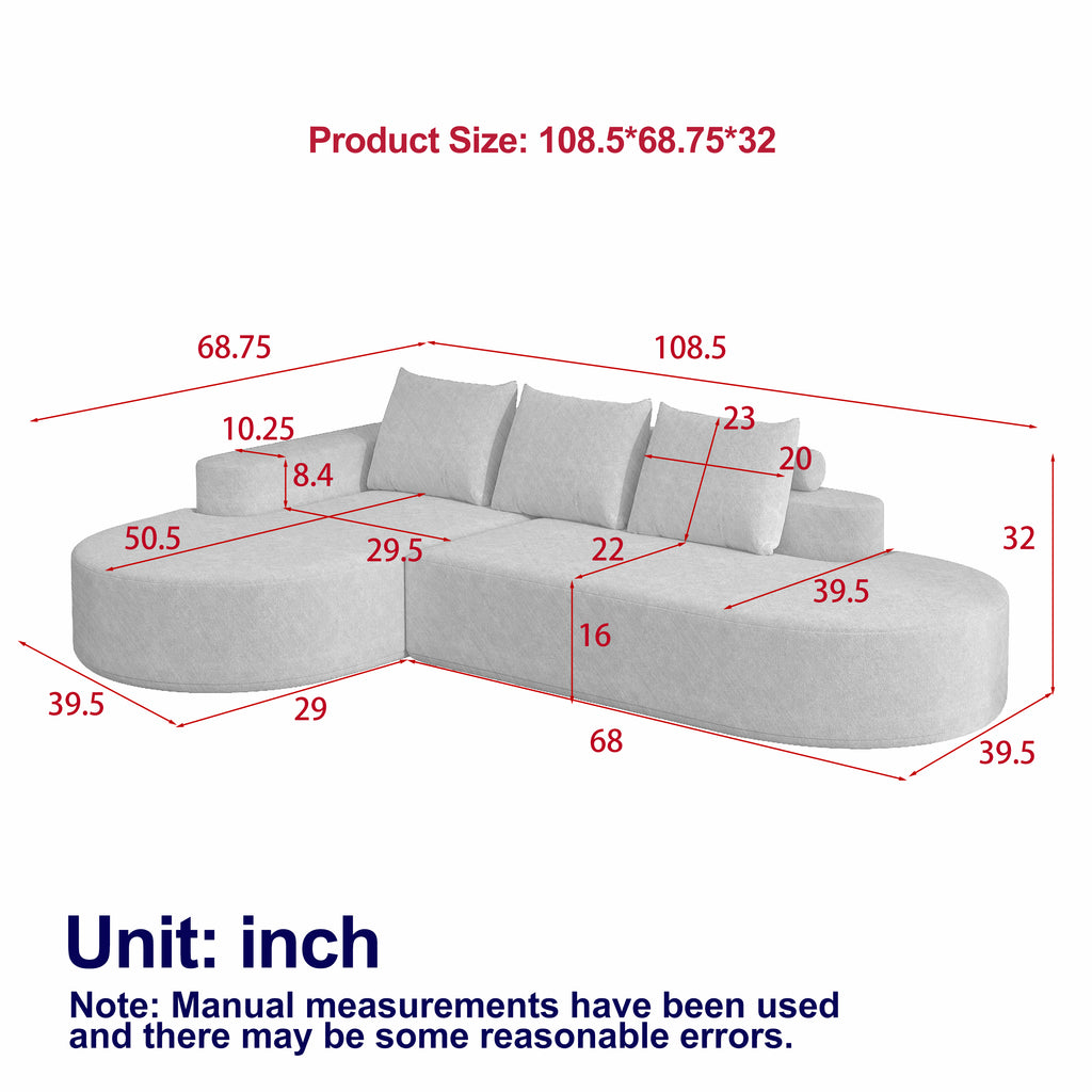 Modern Curved Chenille Upholstered Sectional Sofa
